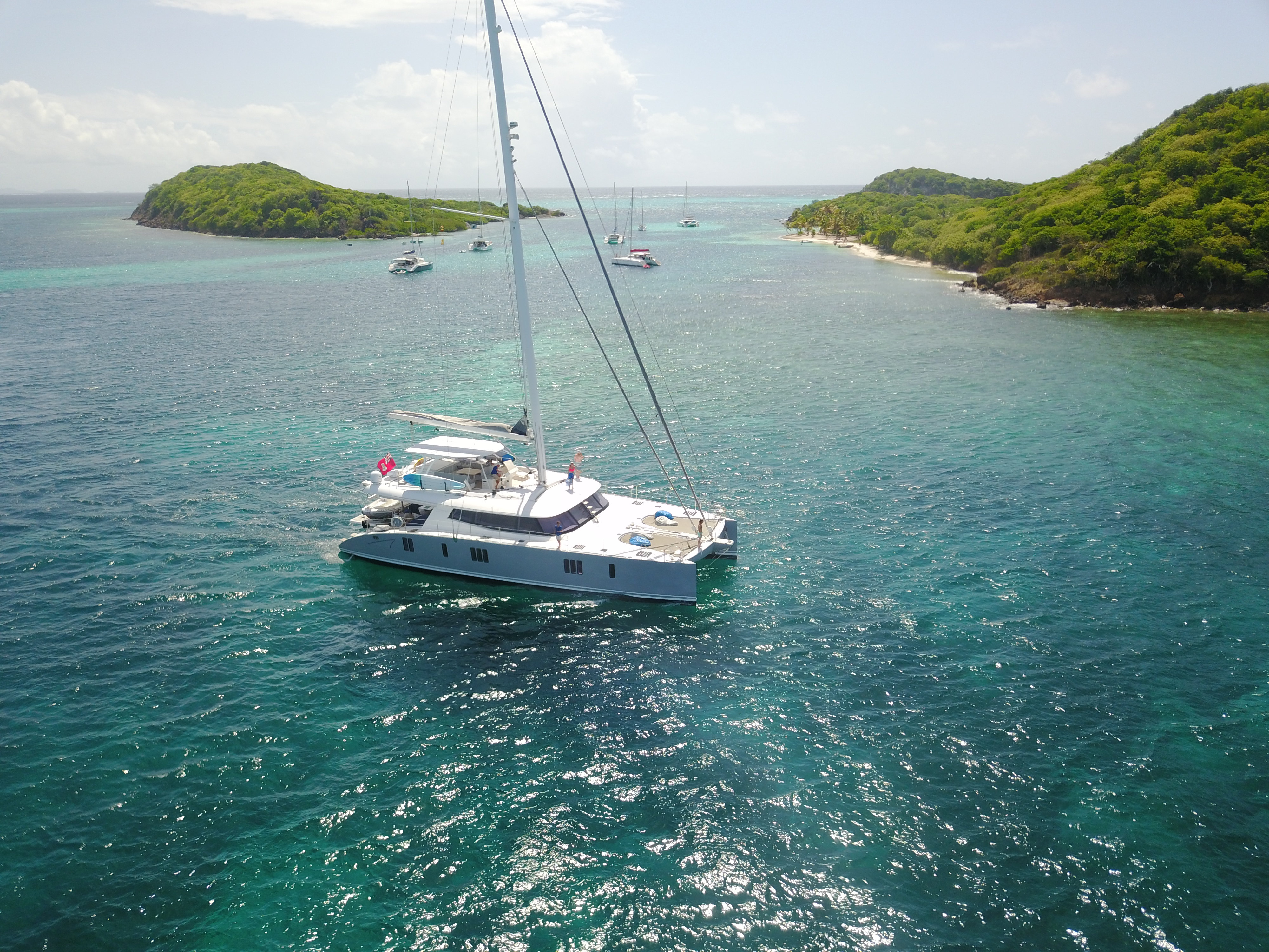Orion catamaran at anchor
